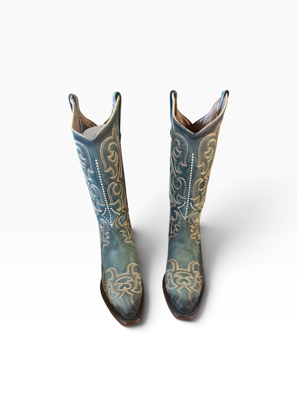 Women's Teal Embroidered Western Boots circle G